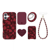 Dark Cherry Floral iPhone Bundle Set