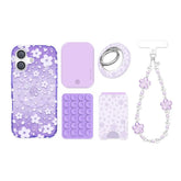 Lavender Cherry Blossom Glitter iPhone Bundle Set