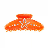 Neon Orange Star Child Crystal Large Hair Clip
