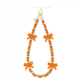 Orange Bow Leather Chain Phone Charm
