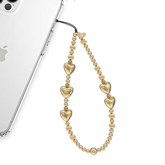 Gold Metallic Heart Phone Charm