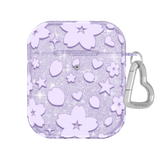 Lavender Cherry Blossom Glitter AirPod Case