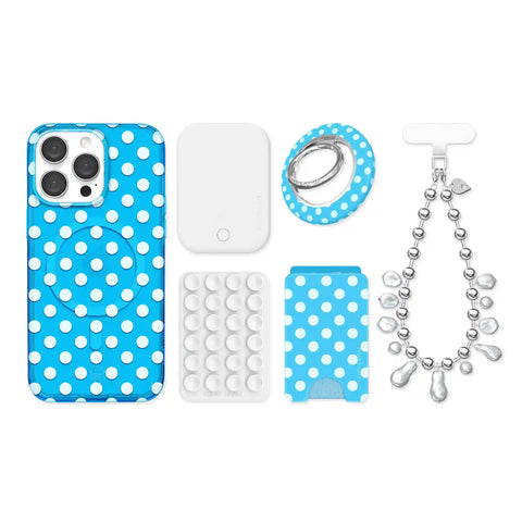 Aquamarine Polka Dot iPhone Bundle Set