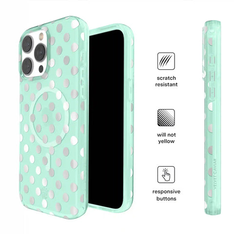 Mint Chrome Polka Dot iPhone Case