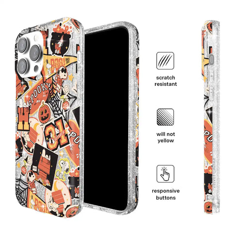 Snoopy Halloween Varsity Glitter iPhone Case