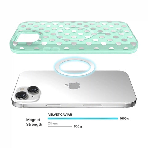 Mint Chrome Polka Dot iPhone Case
