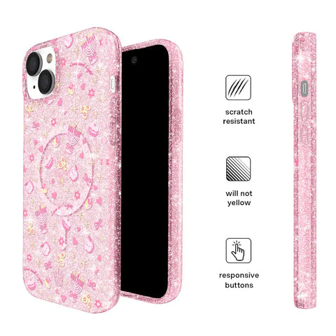 Pink Hanukkah Glitter iPhone Case