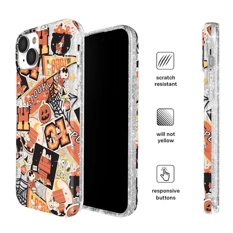 Snoopy Halloween Varsity Glitter iPhone Case