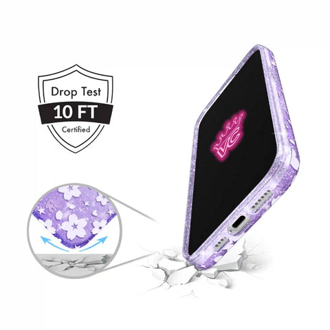 Lavender Cherry Blossom Glitter iPhone Case