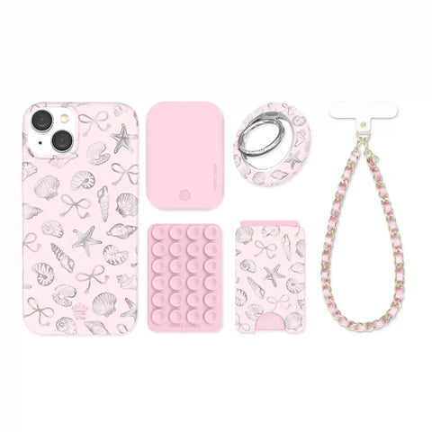 Pink Coastal Seashells iPhone Bundle Set