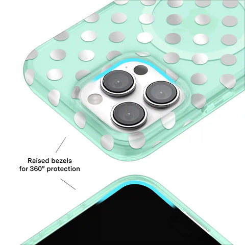 Mint Chrome Polka Dot iPhone Case