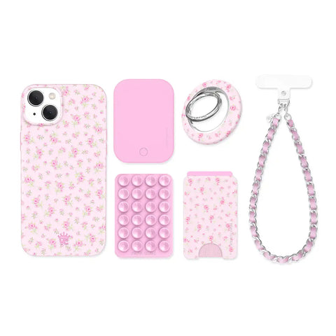 Dainty Pink Floral iPhone Bundle Set