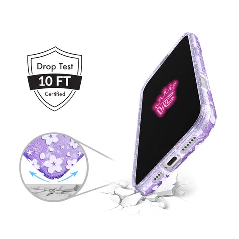 Lavender Cherry Blossom Glitter iPhone Case