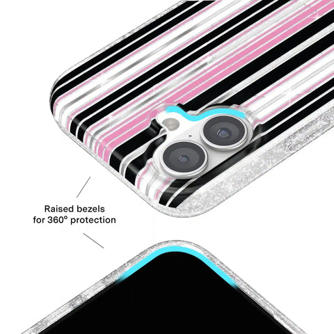 Pretty Punk Stripes Glitter iPhone Case