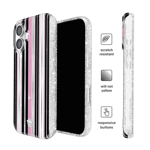 Pretty Punk Stripes Glitter iPhone Case