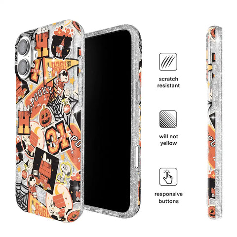 Snoopy Halloween Varsity Glitter iPhone Case