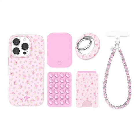 Dainty Pink Floral iPhone Bundle Set