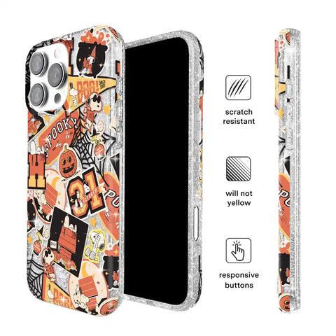 Snoopy Halloween Varsity Glitter iPhone Case