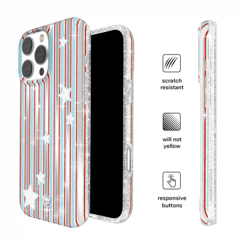 Stars & Stripes Glitter iPhone Case