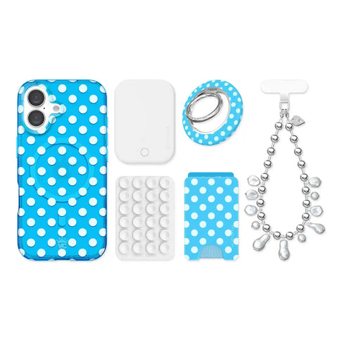 Aquamarine Polka Dot iPhone Bundle Set