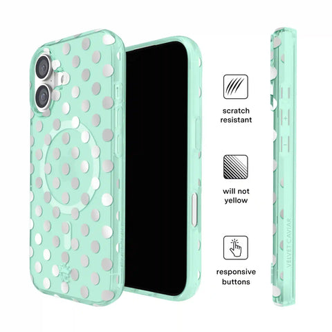 Mint Chrome Polka Dot iPhone Case