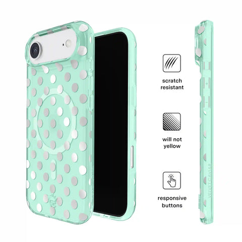 Mint Chrome Polka Dot iPhone Case