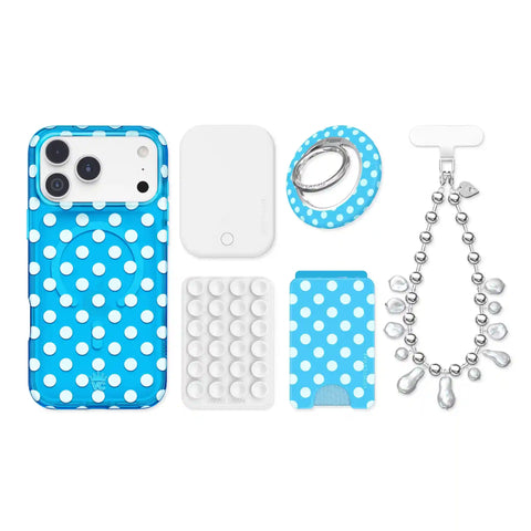 Aquamarine Polka Dot iPhone Bundle Set