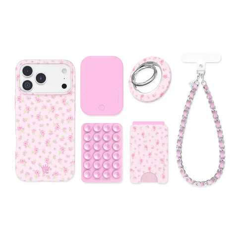 Dainty Pink Floral iPhone Bundle Set