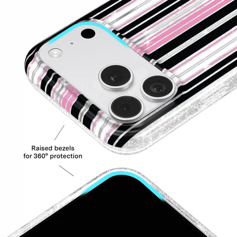 Pretty Punk Stripes Glitter iPhone Case
