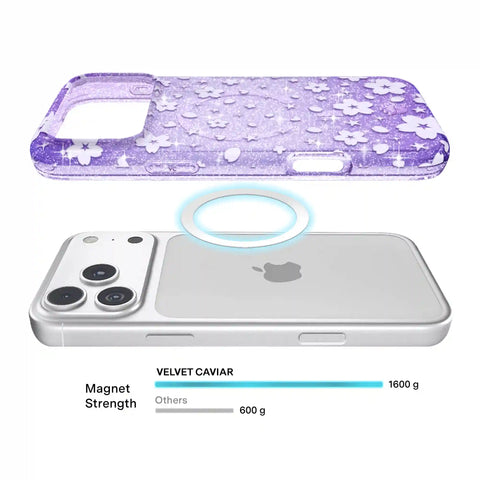 Lavender Cherry Blossom Glitter iPhone Case