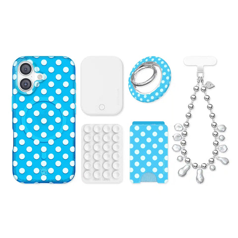 Aquamarine Polka Dot iPhone Bundle Set