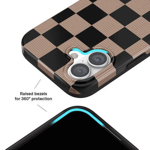 Mocha Vibe Checkered iPhone Case