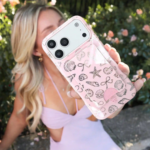 Pink Coastal Seashells MagSafe Wallet