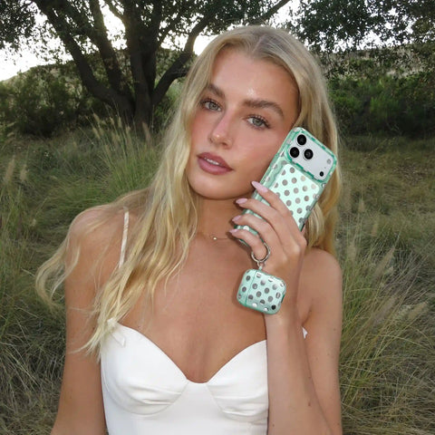 Mint Chrome Polka Dot AirPod Case