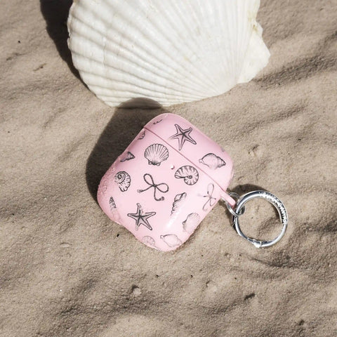 Pink Coastal Seashells AirPod Case