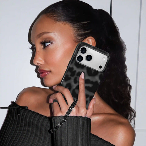 Blackout Leather Chain Phone Charm