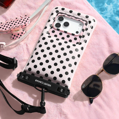 Princess Pink Polka Dot Waterproof Floating Phone Pouch