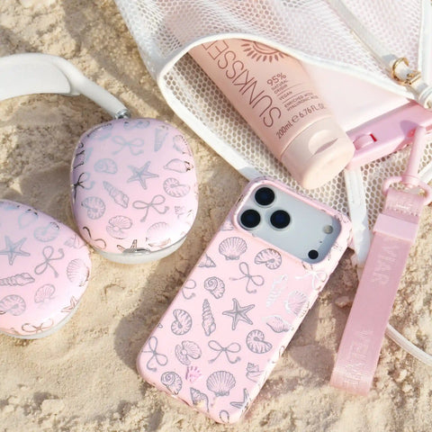 Pink Coastal Seashells AirPod Max Case