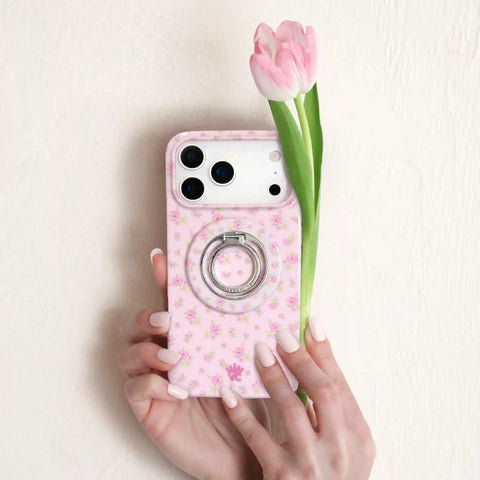 Dainty Pink Floral MagSafe Grip Ring