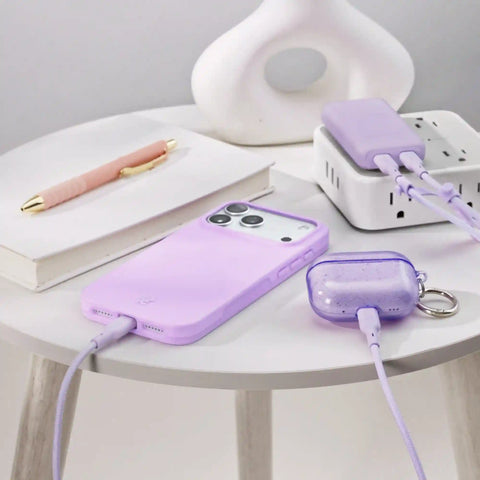 Soft Lilac Fast Charging Set, Dual Port Wall Adapter + 6ft USB-C Cable