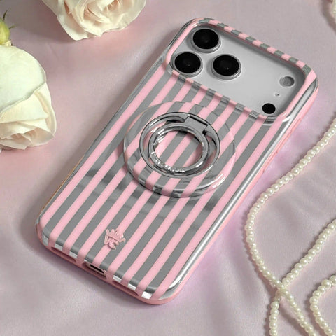 Pink Chrome Stripes MagSafe Grip Ring
