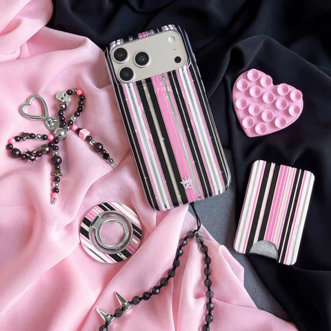 Pretty Punk Stripes Glitter MagSafe Grip Ring
