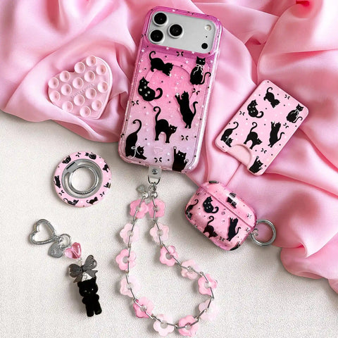 Lucky Kittens Glitter MagSafe Grip Ring