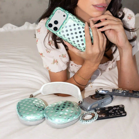 Mint Chrome Polka Dot AirPod Max Case