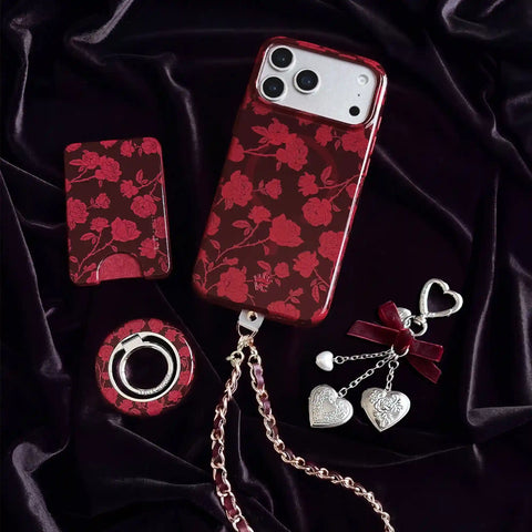 Dark Cherry Floral MagSafe Wallet