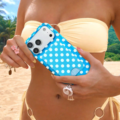 Aquamarine Polka Dot MagSafe Wallet