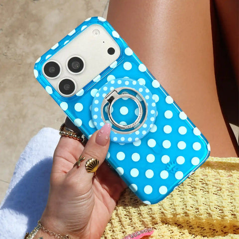 Aquamarine Polka Dot  MagSafe Grip Ring