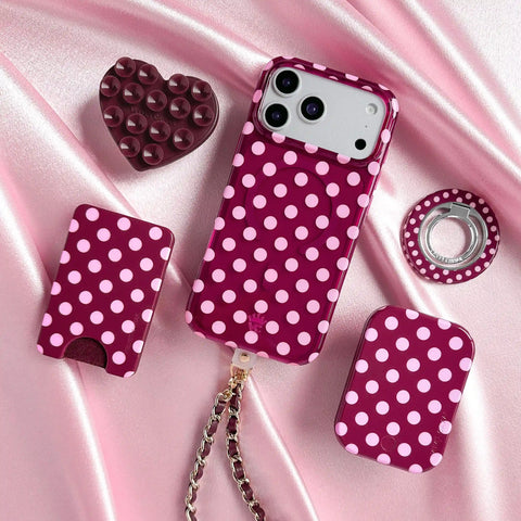 Raspberry Polka Dot MagSafe Grip Ring