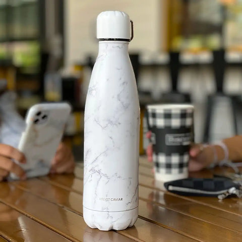 White Marble Water Bottle