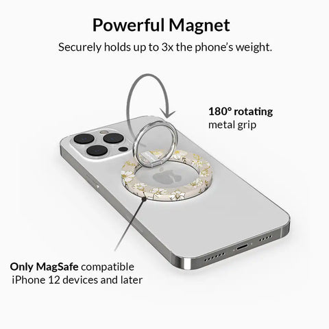 White Floral MagSafe Grip Ring